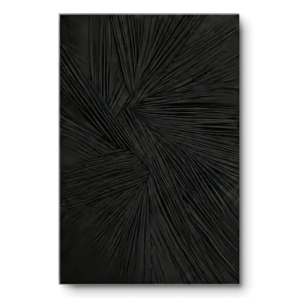 Onyx Waves Black radiating textile piece Fabric wall art