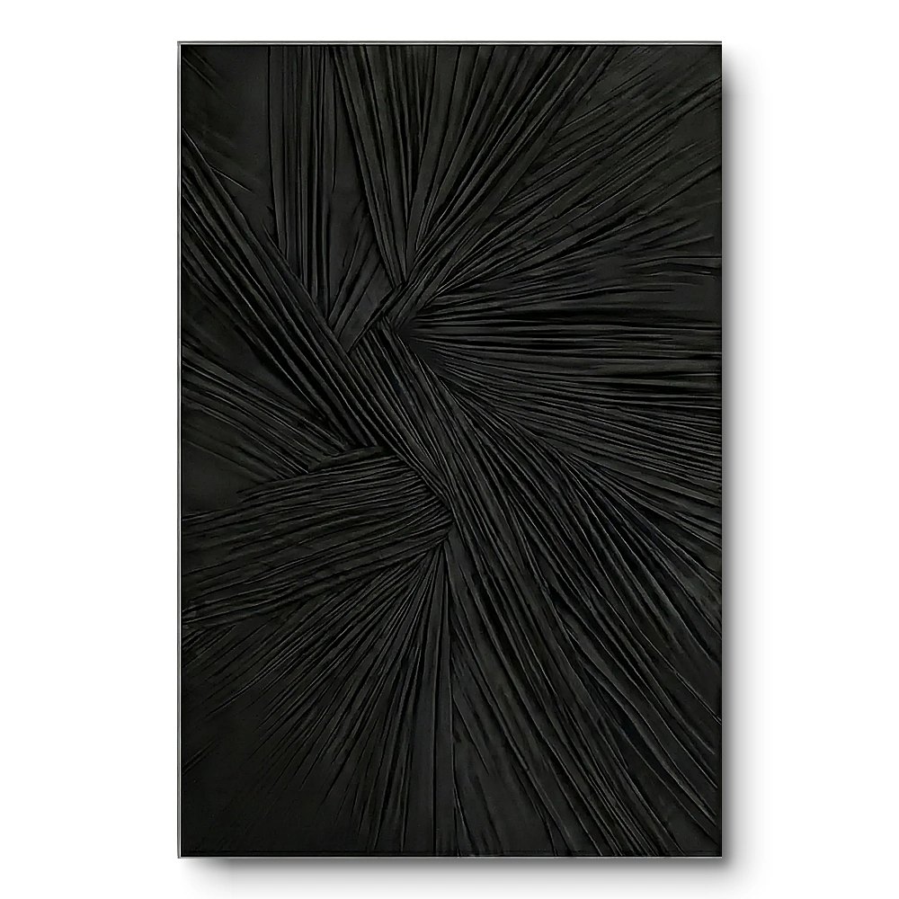 Onyx Waves Black radiating textile piece Fabric wall art Onyx Waves Black radiating textile piece Fabric wall art