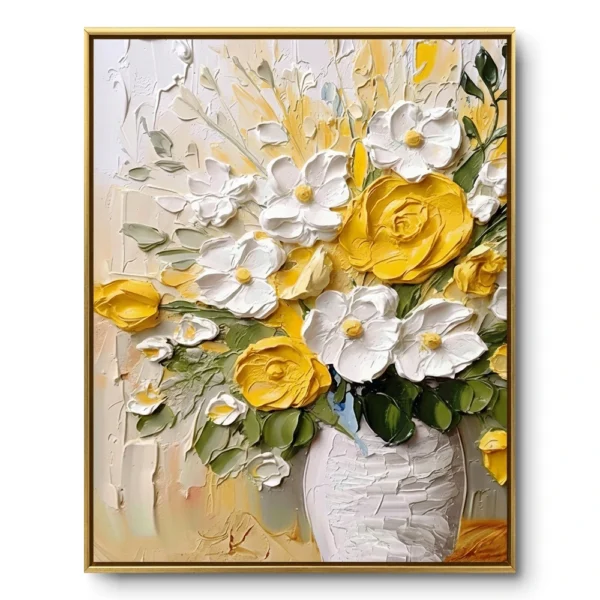 Radiant Amber Petals Palette Knife color art wall decor