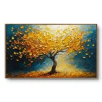 Radiant Azure Foliage Modern botanical textured piece color wall art