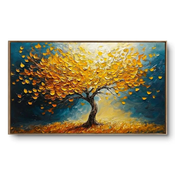 Radiant Azure Foliage Modern botanical textured piece color wall art