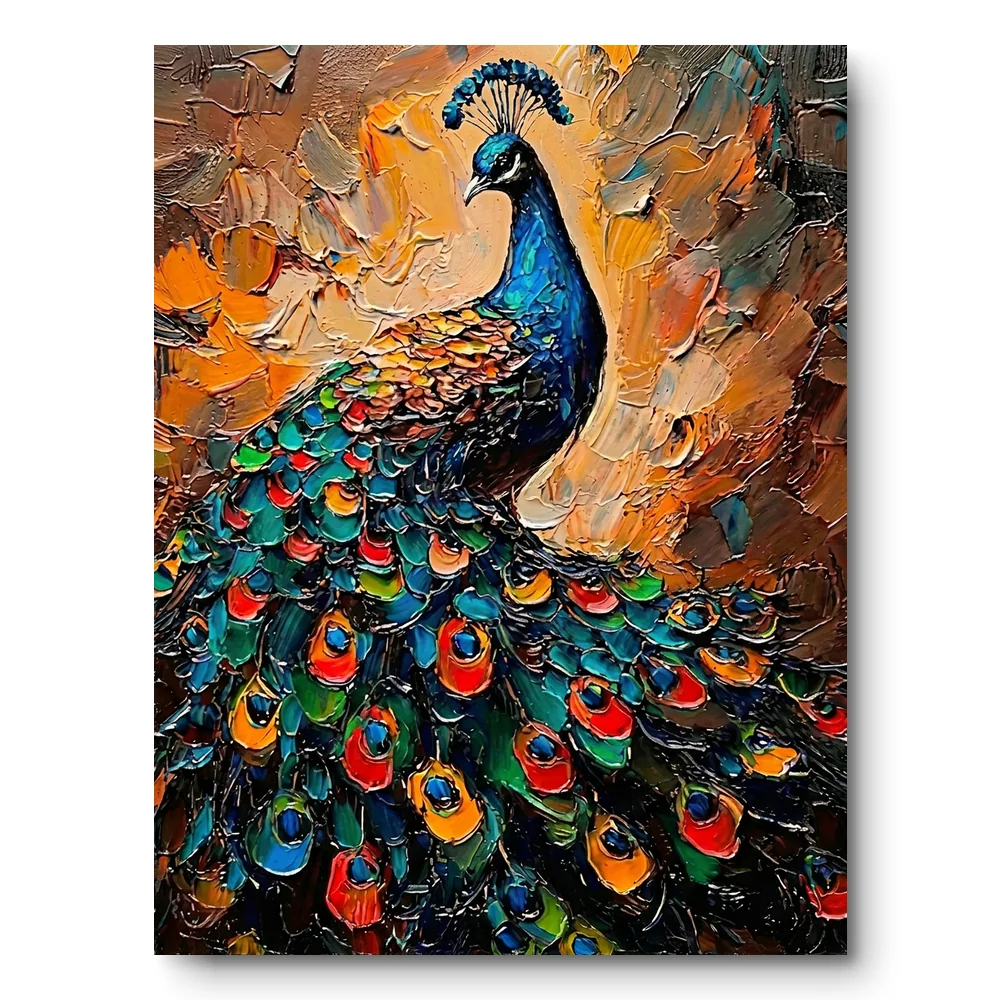regal-peacock-radiance-textured-abstract-luxury-wall-art Regal Peacock Radiance – Textured Abstract Luxury Wall Art - Image 1