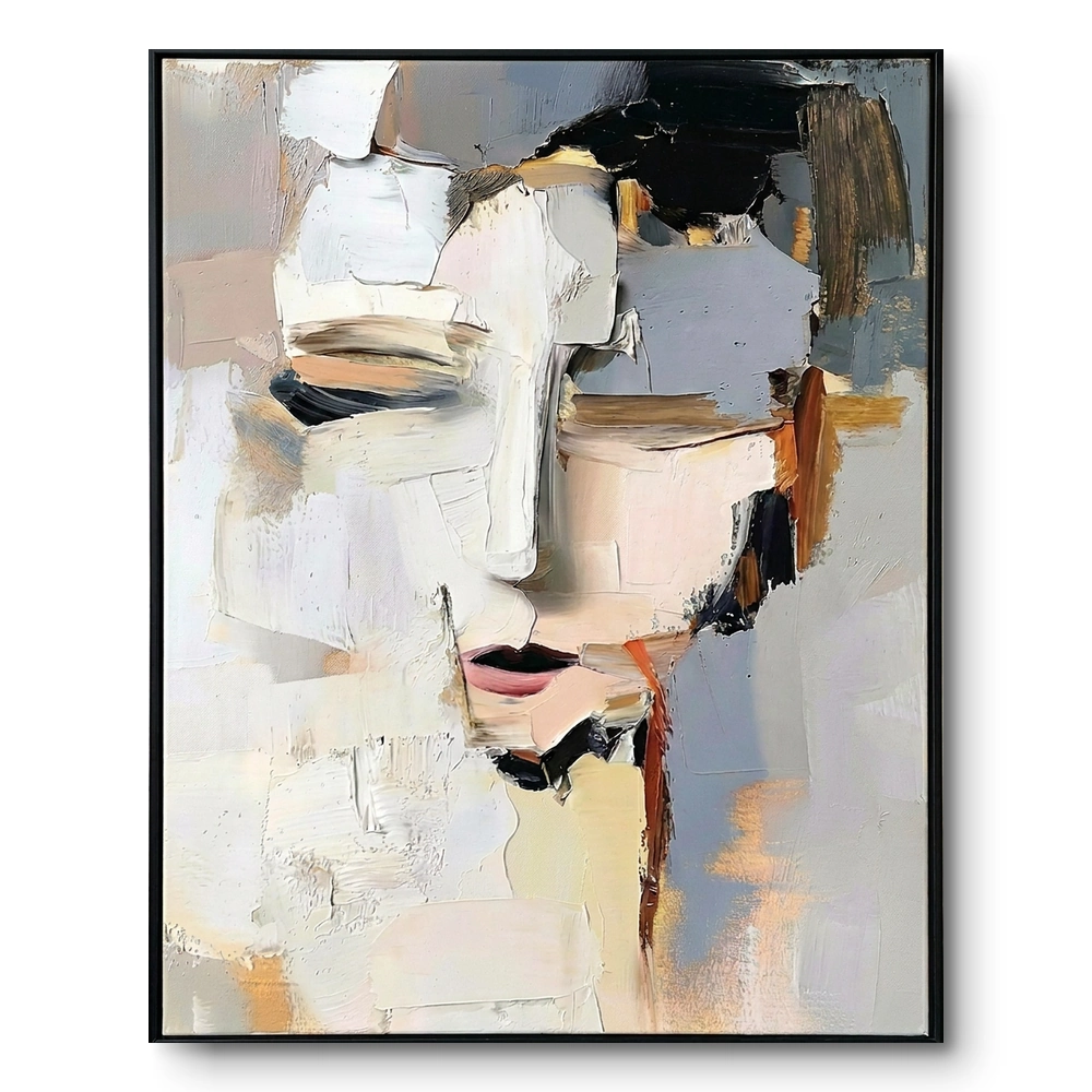 rust-cream-impasto-textured-palette-knife-portrait-color-wall-art Rust Cream Impasto Textured palette knife portrait color wall art - Image 1
