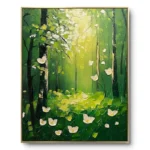 Serene Bloom White flowers in woods color art