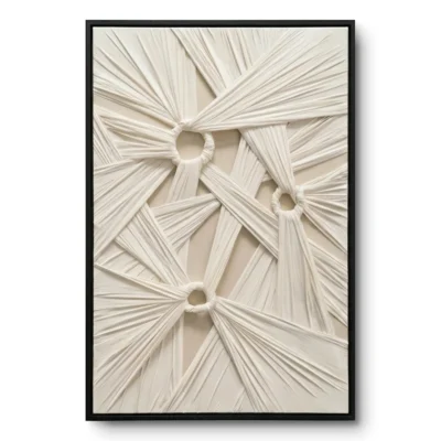 White Knot Sculpture Textured minimalist ribbon web fabric wall art