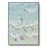 White Water Motion textured wall art shown framed on the wall in a styled interior