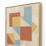 Clay Lattice textured wall art shown framed on the wall in a styled interior
