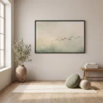 Quiet Passage — Beige Minimalist Birds in Flight Wall Art - Image 2