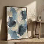 Tidal Palette textured wall art shown framed on the wall in a styled interior