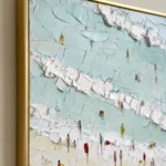 Ribbon Tide textured wall art shown framed on the wall in a styled interior