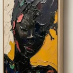 Ebony Bloom textured wall art shown framed on the wall in a styled interior