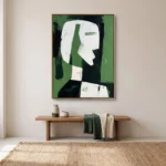Emerald Profile textured wall art shown framed on the wall in a styled interior
