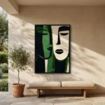 Mirrored Emerald textured wall art shown framed on the wall in a styled interior