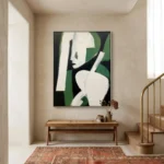 Emerald Sweep textured wall art shown framed on the wall in a styled interior