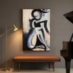 Ink Gesture textured wall art shown framed on the wall in a styled interior