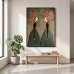 Rose Court textured wall art shown framed on the wall in a styled interior