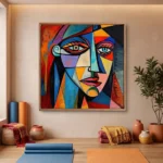 Kaleidoscope Muse — Multicolour Textured Cubist Face Wall Art - Image 2