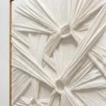 Gathered Luxe Sculptural white pleated cloth fabric wall art - Image 2