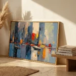 Gilded Harbor Glow Modern vibrant cityscape reflections color art - Image 2