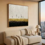 Obsidian Band textured wall art shown framed on the wall in a styled interior