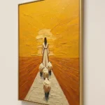 Shepherd's Path textured wall art shown framed on the wall in a styled interior