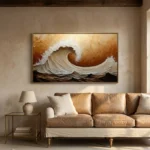 Amber Swell textured wall art shown framed on the wall in a styled interior