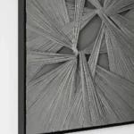 Grey Radiance Radiating grey fiber art fabric wall art - Angle View