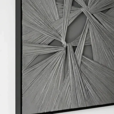 Grey Radiance Radiating grey fiber art fabric wall art - Angle View