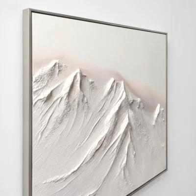 Chalk Ridge textured wall art shown framed on the wall in a styled interior