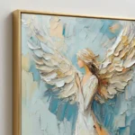 Impasto Winged Serenity Blue and white palette knife art Color wall art - Angle View