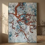 Copper Root textured wall art shown framed on the wall in a styled interior