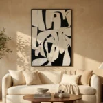 Ivory Flow textured wall art shown framed on the wall in a styled interior