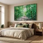 Canopy Walk textured wall art shown framed on the wall in a styled interior