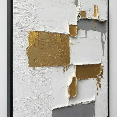 Gilded Fracture textured wall art shown framed on the wall in a styled interior