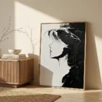 Windswept Profile textured wall art shown framed on the wall in a styled interior