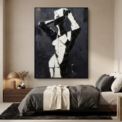 Diamond Stance textured wall art shown framed on the wall in a styled interior