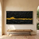 Deep Splash textured wall art shown framed on the wall in a styled interior