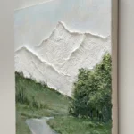 Nordic Stream textured wall art shown framed on the wall in a styled interior