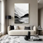 Layered Zenith textured wall art shown framed on the wall in a styled interior