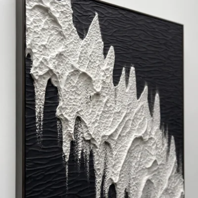 Obsidian Peaks textured wall art shown framed on the wall in a styled interior