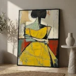 Crossed Stance textured wall art shown framed on the wall in a styled interior