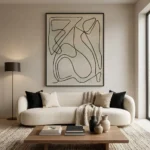 Contour Trace textured wall art shown framed on the wall in a styled interior