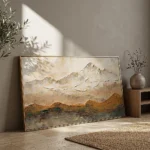 Organic Summit textured wall art shown framed on the wall in a styled interior