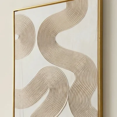 Wave Harmony textured wall art shown framed on the wall in a styled interior