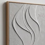 Grey Undulation textured wall art shown framed on the wall in a styled interior
