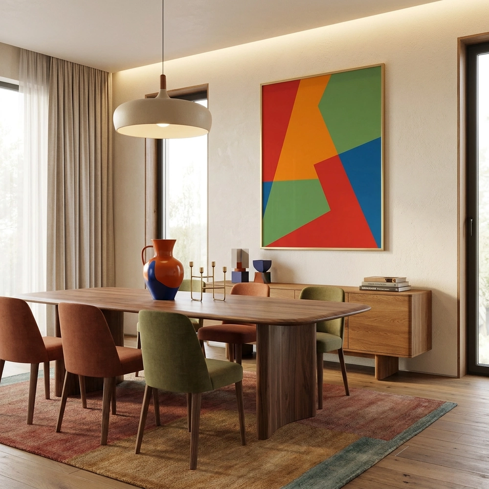 Sharp Intersection textured wall art shown framed on the wall in a styled interior