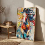 Radiant Prism Gallop Modern Impasto Stallion Decor color wall art - Image 2