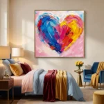 Spectrum Heart textured wall art shown framed on the wall in a styled interior
