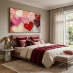 Layered Romance textured wall art shown framed on the wall in a styled interior