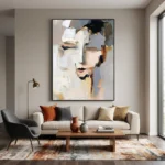 Rust Fragment textured wall art shown framed on the wall in a styled interior